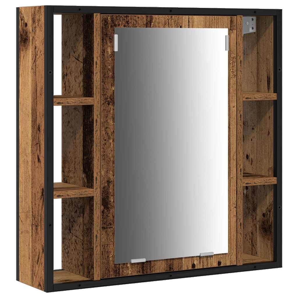 vidaXL Bathroom Furniture Set with Door 4 pcs Old Wood Engineered Wood