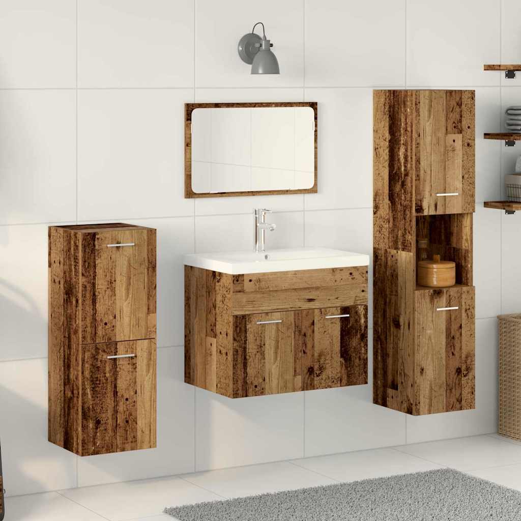 vidaXL Bathroom Furniture Set 4 pcs Old Wood Engineered Wood