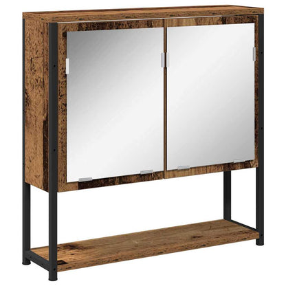 vidaXL Bathroom Furniture Set with Door 4 pcs Old Wood Engineered Wood
