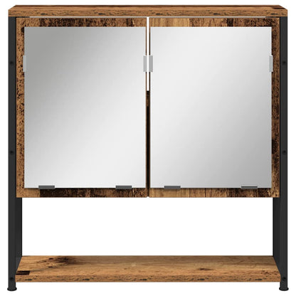 vidaXL Bathroom Furniture Set with Door 4 pcs Old Wood Engineered Wood