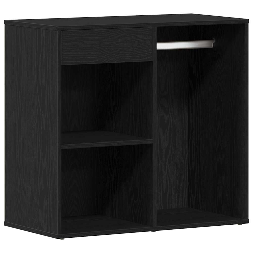 vidaXL LED Dressing Table Set Black Oak 140 x 40 x 140 cm