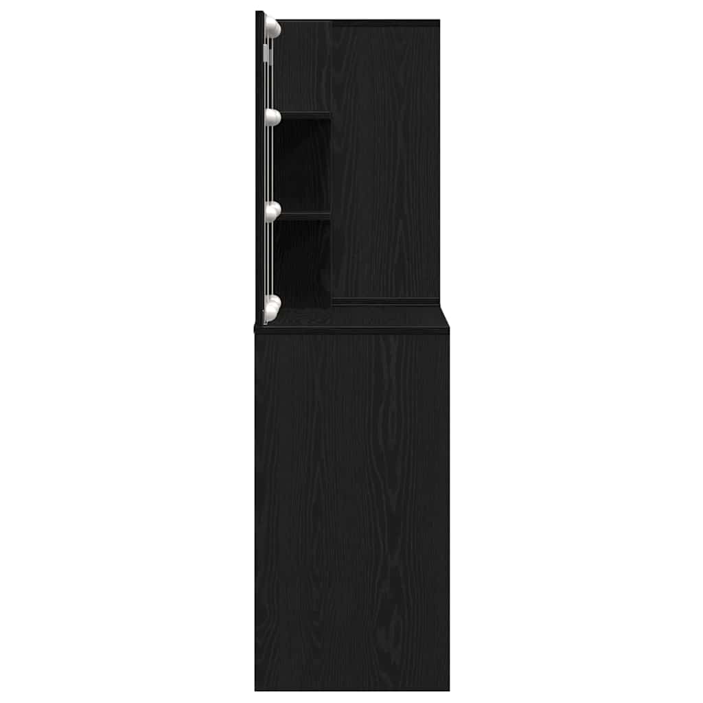 vidaXL LED Dressing Table Set Black Oak 140 x 40 x 140 cm
