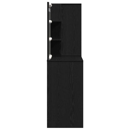 vidaXL LED Dressing Table Set Black Oak 140 x 40 x 140 cm