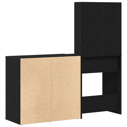vidaXL LED Dressing Table Set Black Oak 140 x 40 x 140 cm
