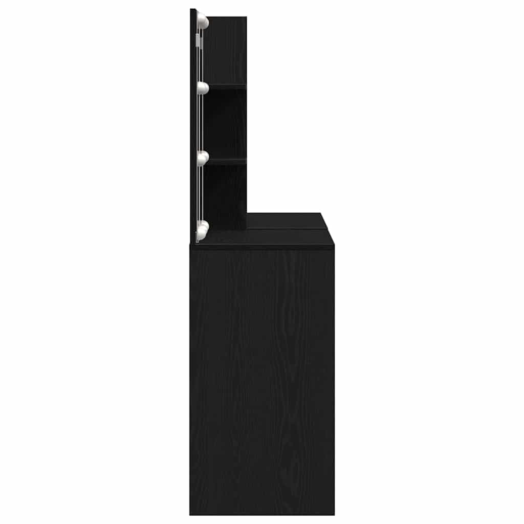 vidaXL LED Dressing Table Set Black Oak 140 x 40 x 140 cm