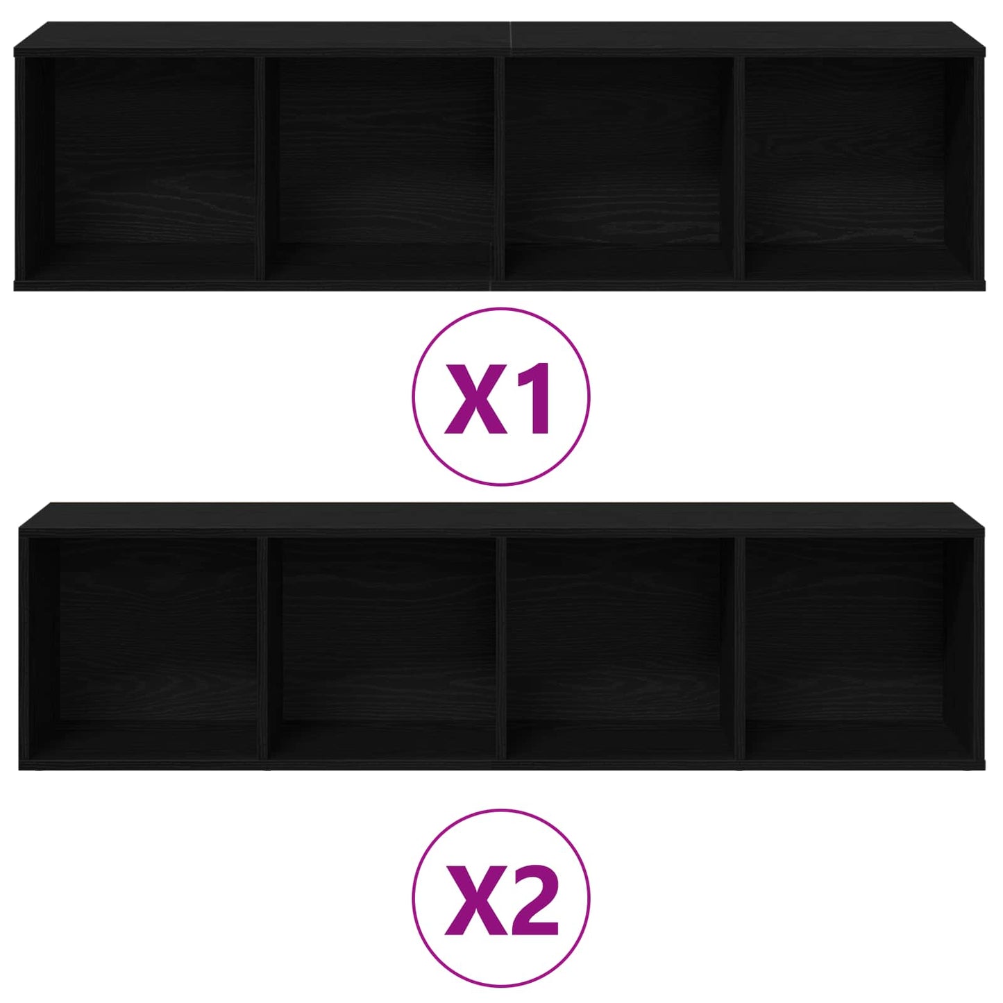 vidaXL Bookshelf 12-Tier 3 pcs 36 x 30 x 143 cm Engineered Wood