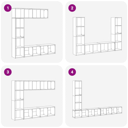 vidaXL Bookshelf 12-Tier 3 pcs 36 x 30 x 143 cm Engineered Wood