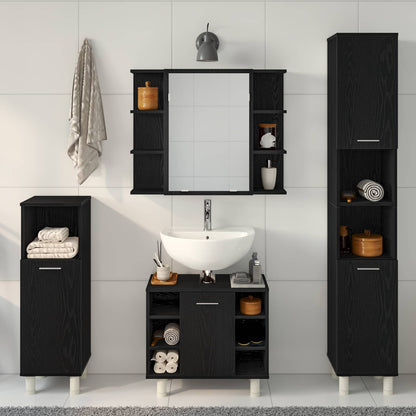 vidaXL Bathroom Furniture Set 4 pcs Black Engineered Wood