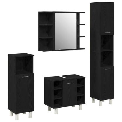 vidaXL Bathroom Furniture Set 4 pcs Black Engineered Wood