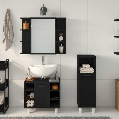 vidaXL Bathroom Furniture Set 3 pcs Black Engineered Wood