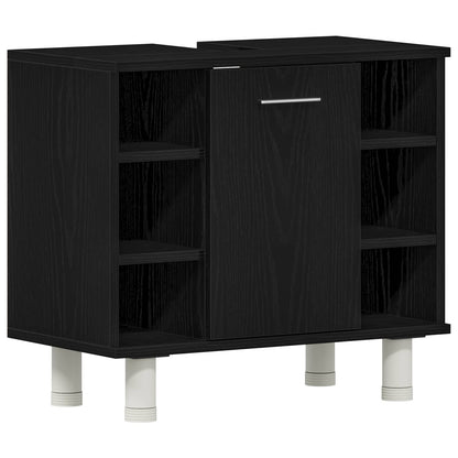 vidaXL Bathroom Furniture Set with Shelf 3 pcs Black 30 x 30 x 99.5 cm