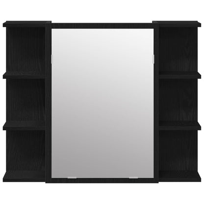 vidaXL Bathroom Furniture Set with Shelf 3 pcs Black 30 x 30 x 99.5 cm