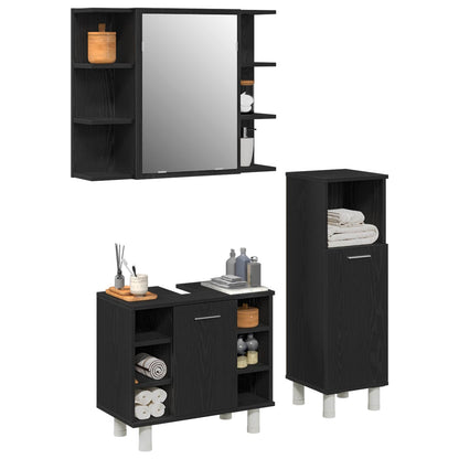 vidaXL Bathroom Furniture Set 3 pcs Black Engineered Wood