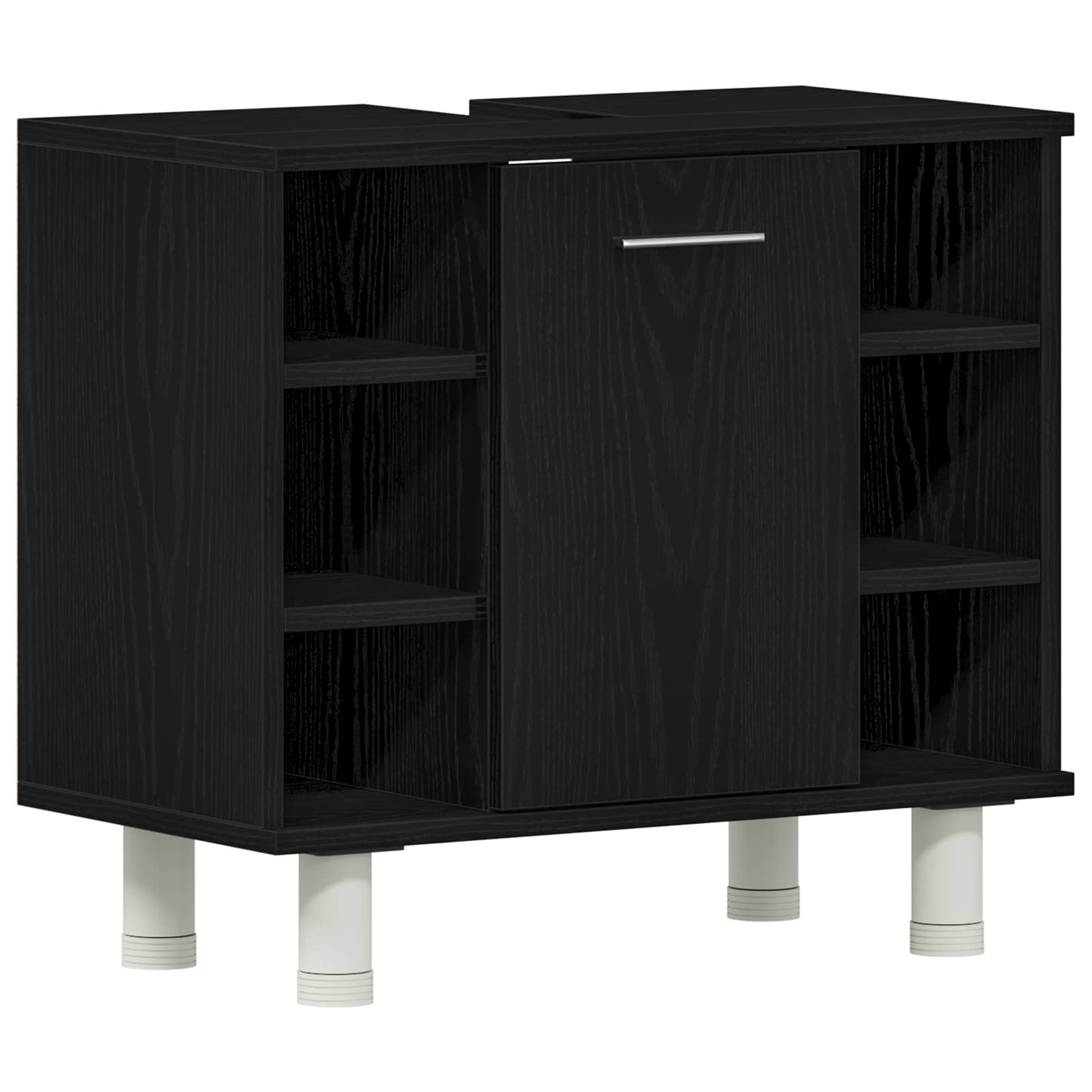 vidaXL Bathroom Furniture Set with Door 3 pcs Black 30 x 30 x 179.5 cm
