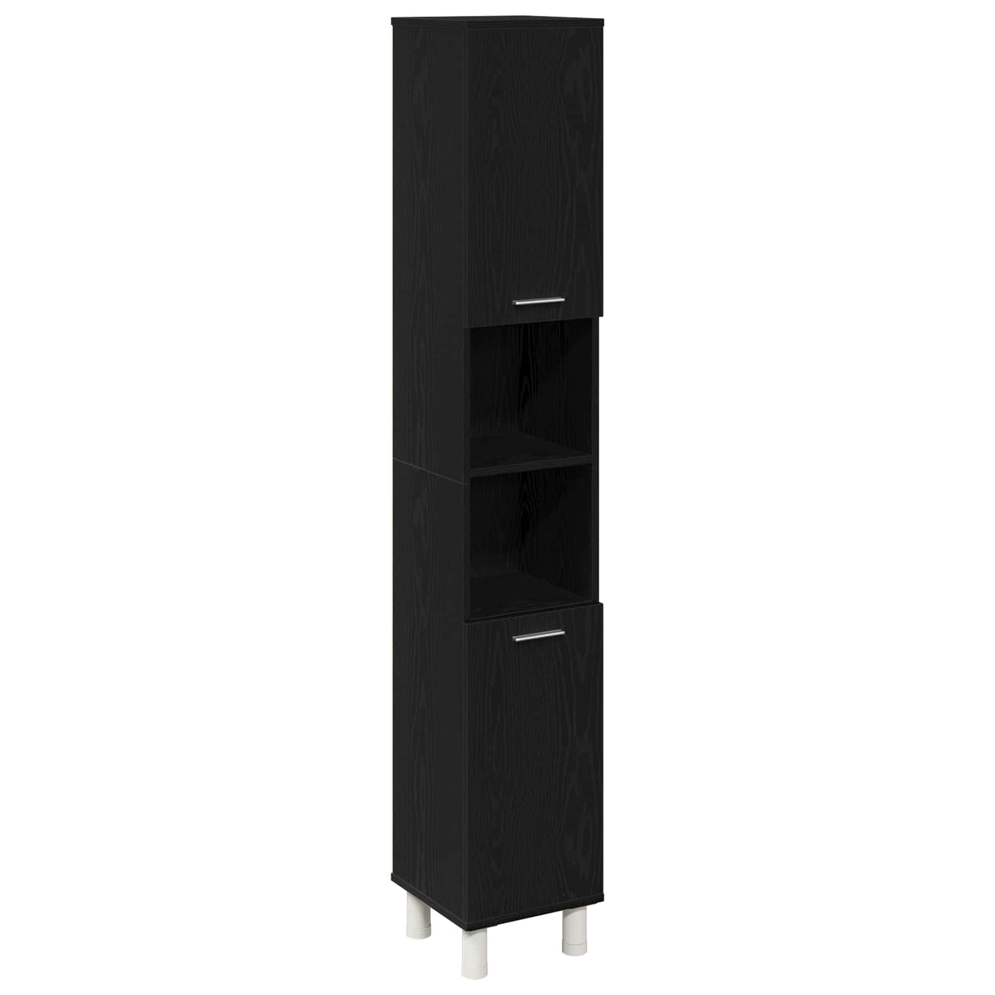 vidaXL Bathroom Furniture Set with Door 3 pcs Black 30 x 30 x 179.5 cm