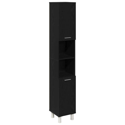 vidaXL Bathroom Furniture Set with Door 3 pcs Black 30 x 30 x 179.5 cm