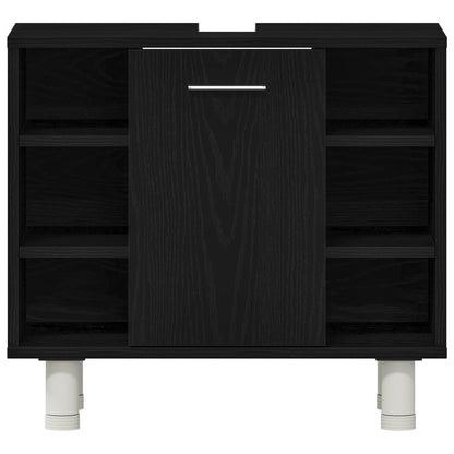 vidaXL Bathroom Furniture Set with Door 3 pcs Black 30 x 30 x 179.5 cm
