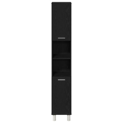 vidaXL Bathroom Furniture Set with Door 3 pcs Black 30 x 30 x 179.5 cm