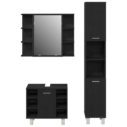 vidaXL Bathroom Furniture Set 3 pcs Black Engineered Wood