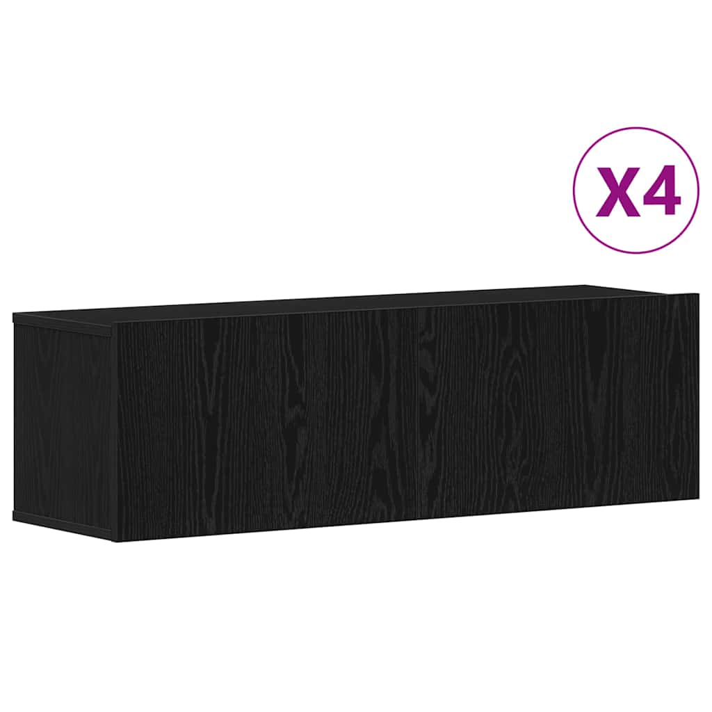 vidaXL TV Cabinet Set 4 pcs Black Oak 100 x 30 x 30 cm Engineered Wood