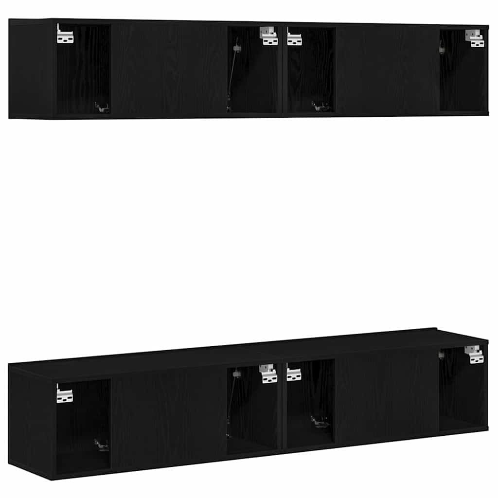 vidaXL TV Cabinet Set 4 pcs Black Oak 80 x 30 x 30 cm Engineered Wood