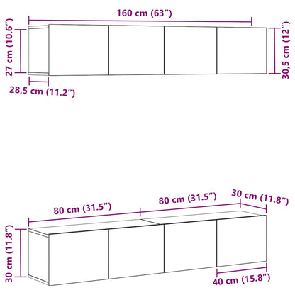 vidaXL TV Cabinet Set 4 pcs Black Oak 80 x 30 x 30 cm Engineered Wood