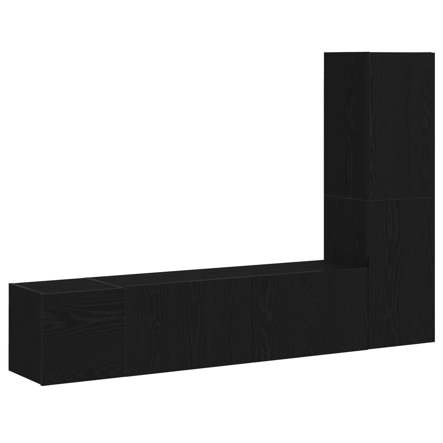vidaXL TV Cabinet Set Wall-mounted 4 pcs Black Oak 130.5 x 30 x 140 cm
