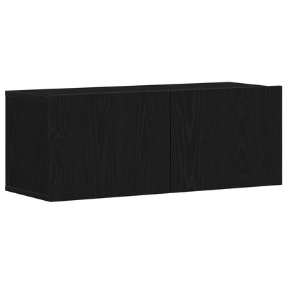 vidaXL TV Cabinet Set Wall-mounted 3 pcs Black Oak 130.5 x 30 x 140 cm