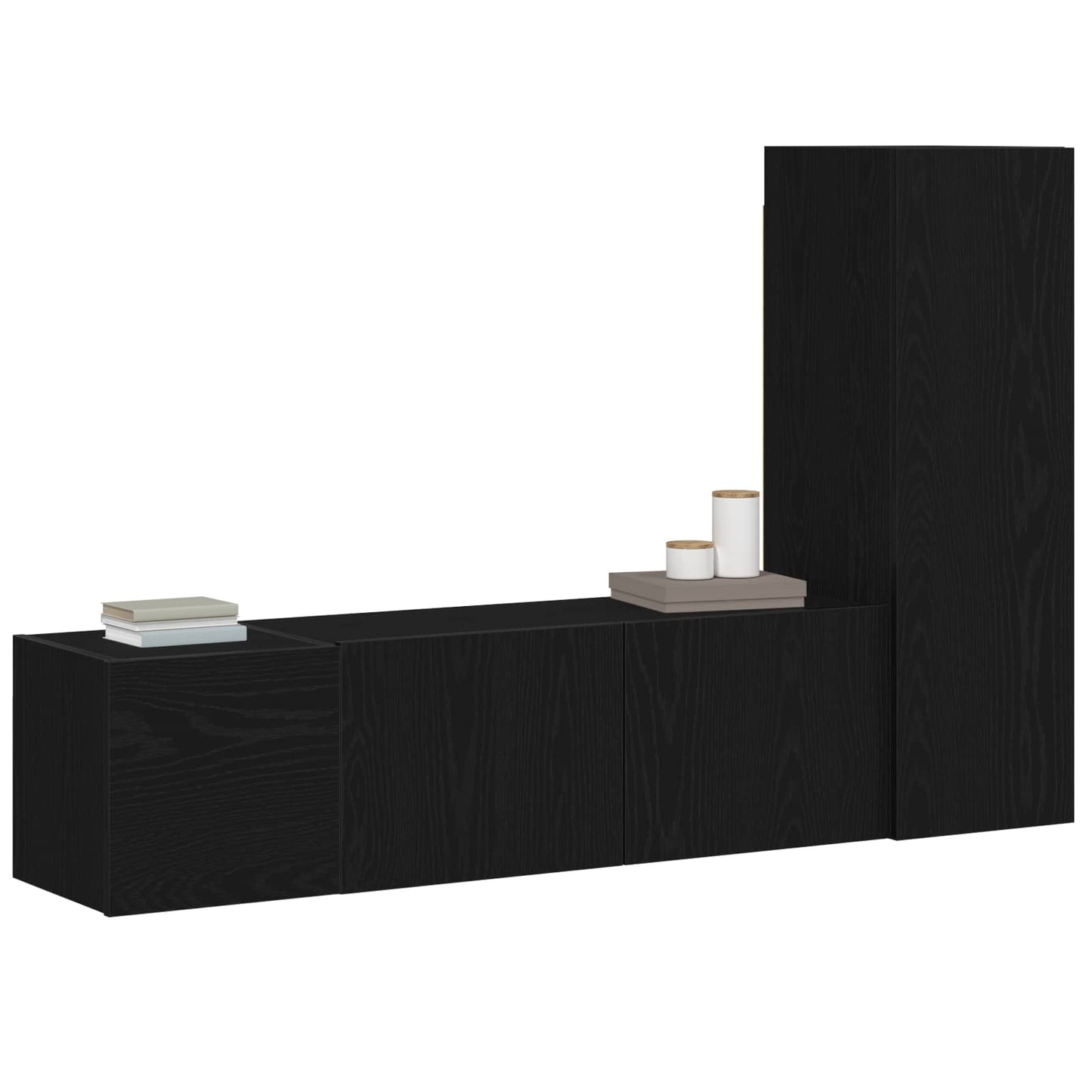 vidaXL TV Cabinet Set Wall-mounted 3 pcs Black Oak 130.5 x 30 x 140 cm