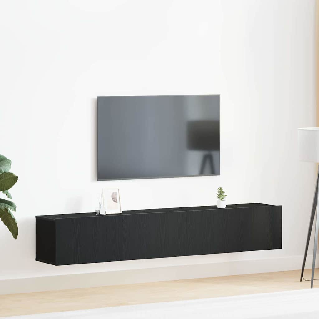 vidaXL TV Cabinet Set Wall-mounted 2 pcs Black Oak Engineered Wood