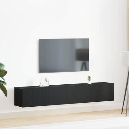 vidaXL TV Cabinet Set Wall-mounted 2 pcs Black Oak Engineered Wood