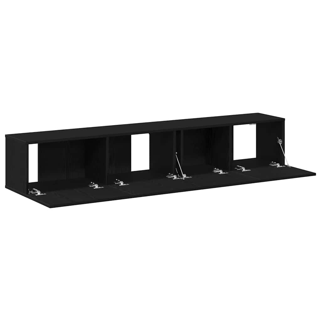 vidaXL TV Cabinet Set Wall-mounted 2 pcs Black Oak Engineered Wood