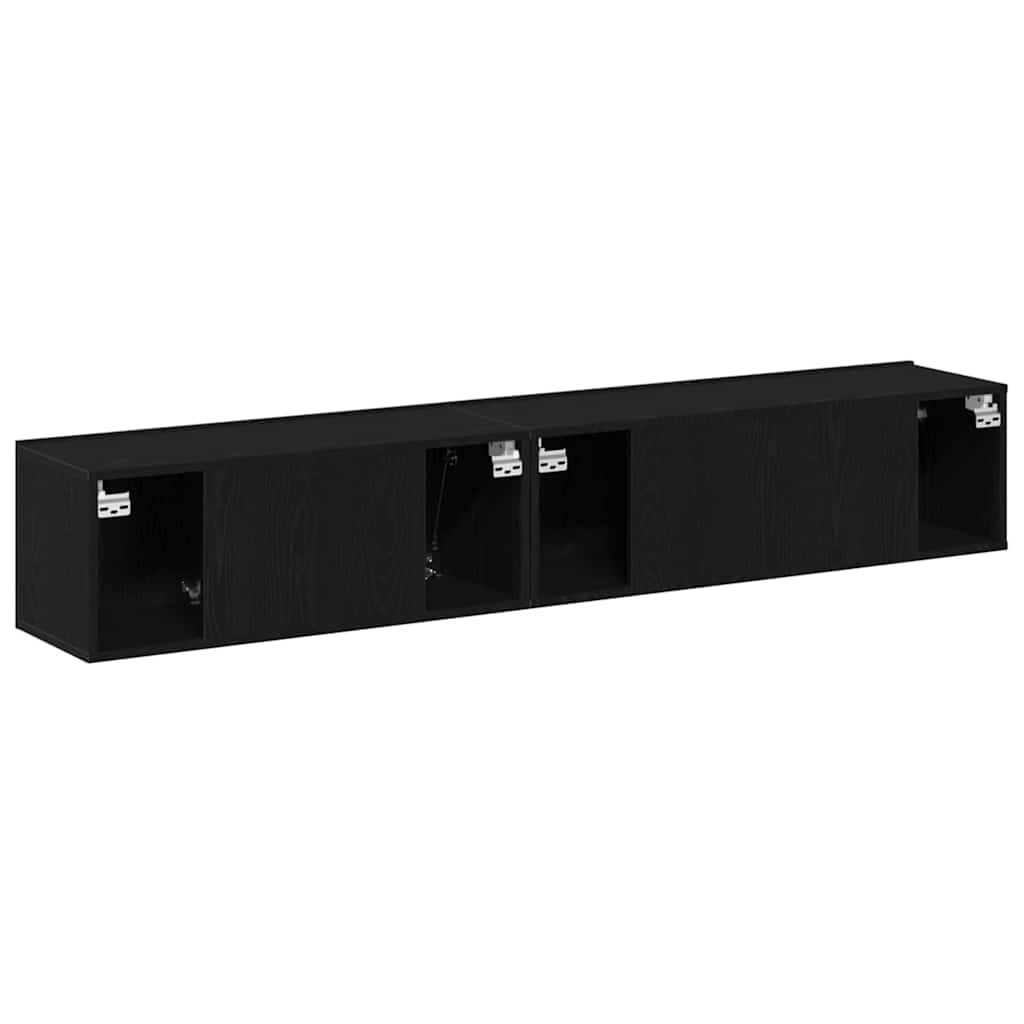 vidaXL TV Cabinet Set Wall-mounted 2 pcs Black Oak Engineered Wood