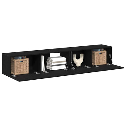 vidaXL TV Cabinet Set Wall-mounted 2 pcs Black Oak Engineered Wood