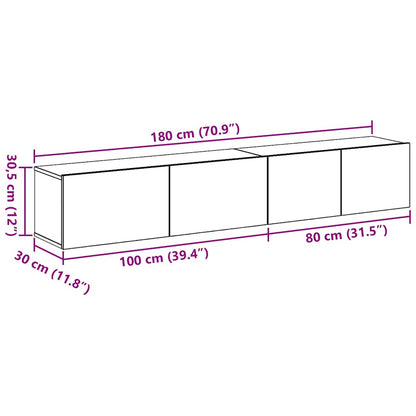 vidaXL TV Cabinet Set Wall-mounted 2 pcs Black Oak Engineered Wood