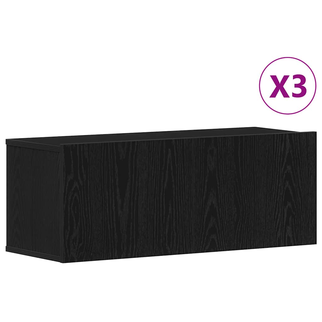vidaXL TV Cabinet Set 3 pcs Black Oak 80 x 30 x 30 cm Engineered Wood