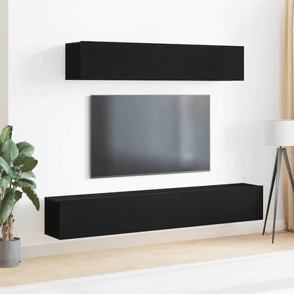 vidaXL TV Cabinet Set Wall-mounted 4 pcs Black Oak Engineered Wood