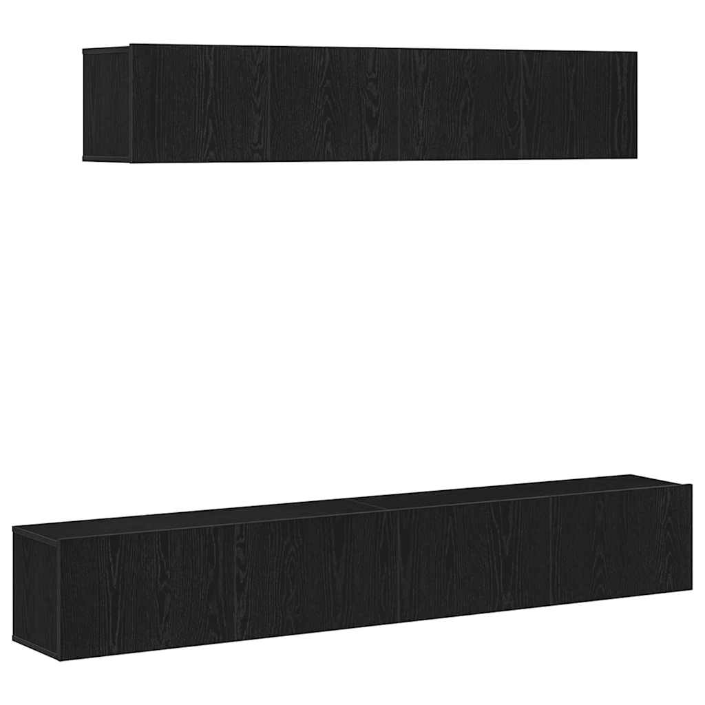 vidaXL TV Cabinet Set Wall-mounted 4 pcs Black Oak Engineered Wood