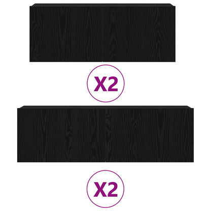 vidaXL TV Cabinet Set Wall-mounted 4 pcs Black Oak Engineered Wood