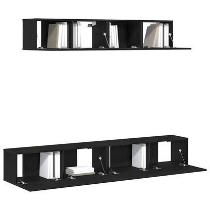 vidaXL TV Cabinet Set Wall-mounted 4 pcs Black Oak Engineered Wood