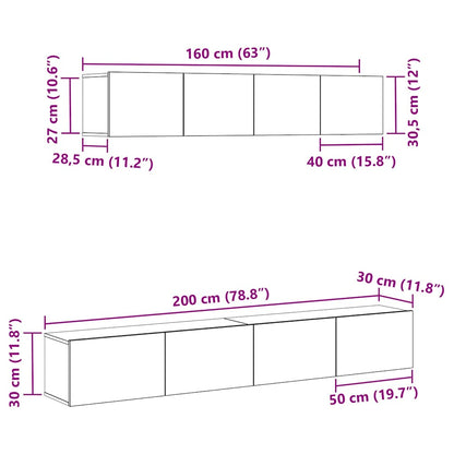 vidaXL TV Cabinet Set Wall-mounted 4 pcs Black Oak Engineered Wood