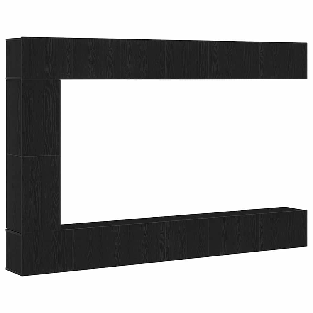 vidaXL TV Cabinet Set Wall-mounted 9 pcs Black Oak Engineered Wood