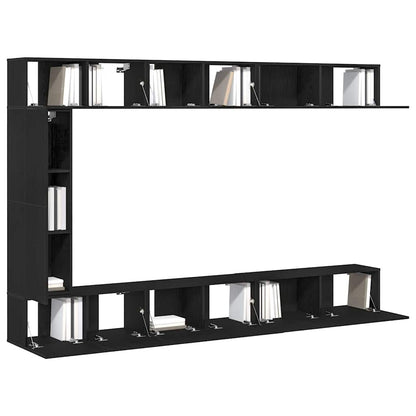 vidaXL TV Cabinet Set Wall-mounted 9 pcs Black Oak Engineered Wood