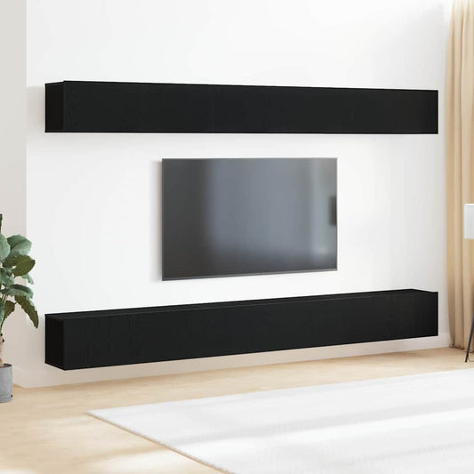 vidaXL TV Cabinet Set 6 pcs Black Oak Engineered Wood
