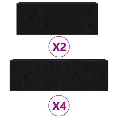 vidaXL TV Cabinet Set Wall-mounted Black Oak Engineered Wood
