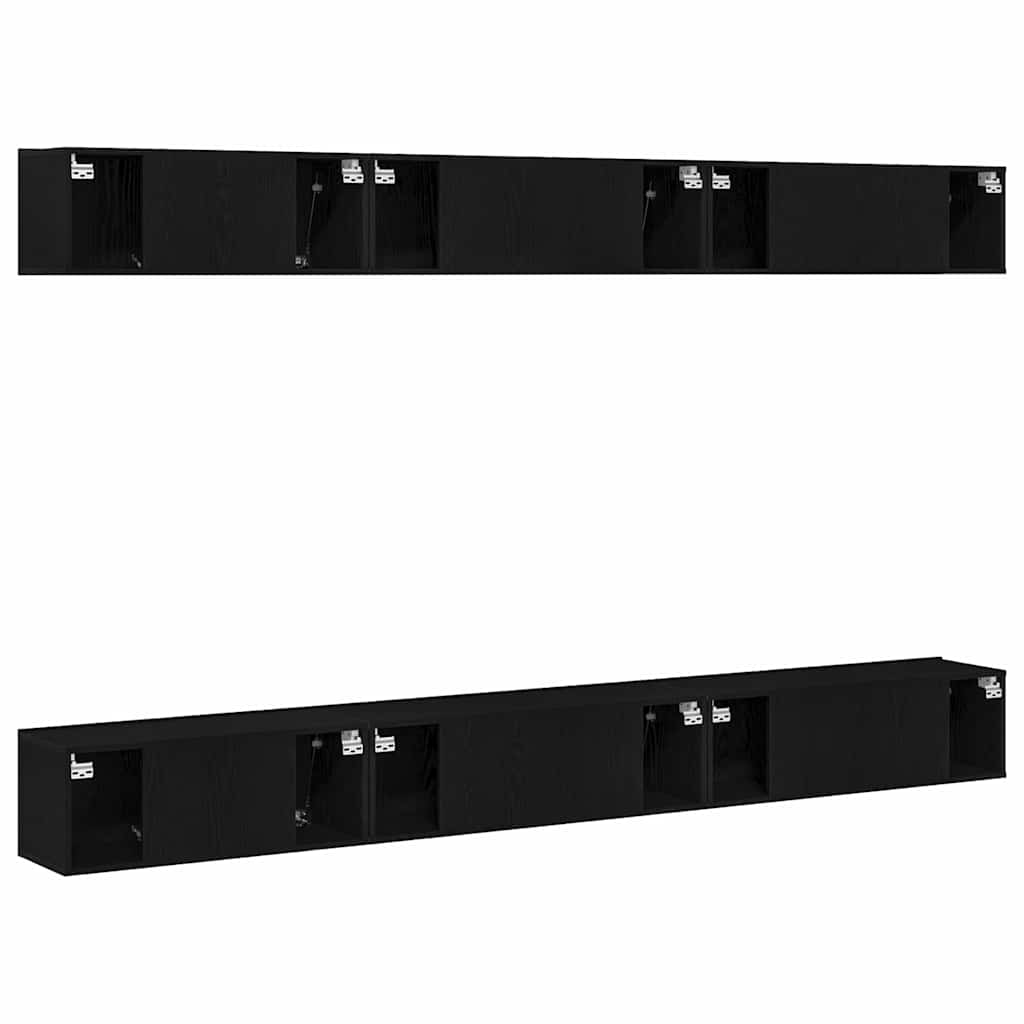 vidaXL TV Cabinet Set Wall-mounted Black Oak Engineered Wood