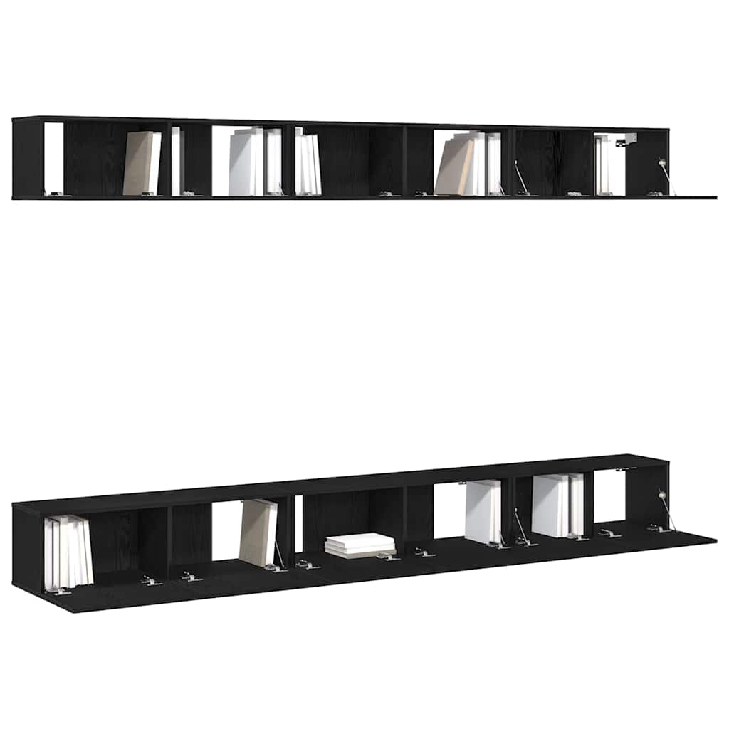 vidaXL TV Cabinet Set Wall-mounted Black Oak Engineered Wood