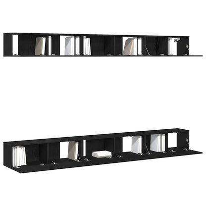 vidaXL TV Cabinet Set Wall-mounted Black Oak Engineered Wood