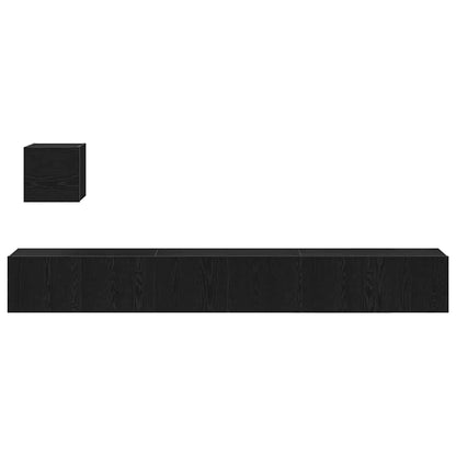 vidaXL TV Cabinet Set Wall-mounted Black Oak Engineered Wood