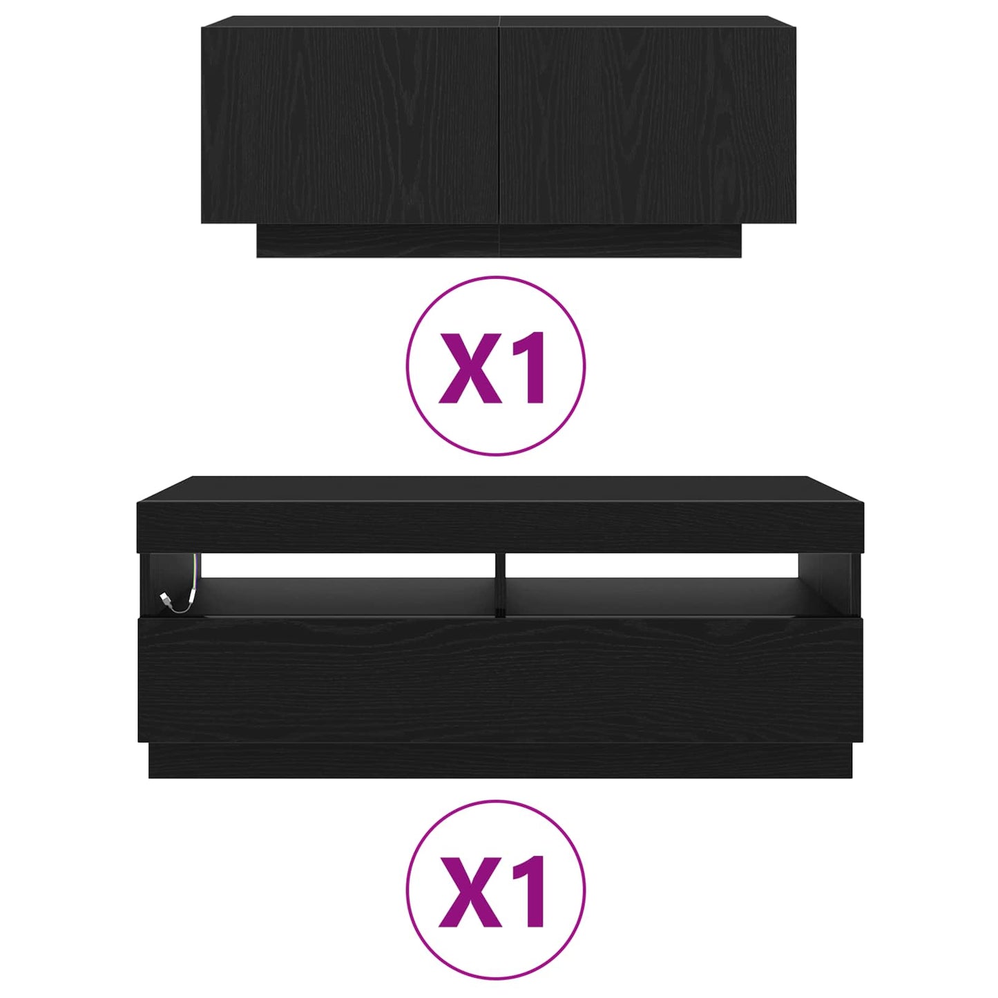 vidaXL TV Cabinet Set 2 pcs Black 200 x 35 x 40 cm Engineered Wood